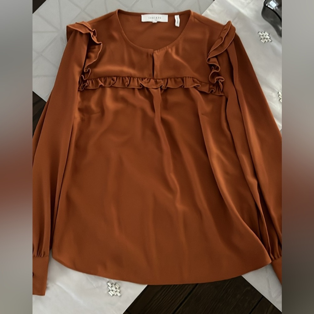 Women's Ruffled Brown Burnt Orange Blouse